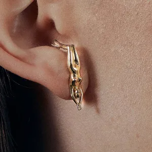 Wholesale Stainless Steel Irregular Gold Little Man Earrings Valentine's Day Gift Furnace Vacuum Plating 18K Gold Color