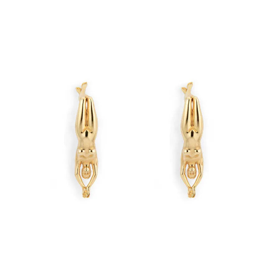 Wholesale Stainless Steel Irregular Gold Little Man Earrings Valentine's Day Gift Furnace Vacuum Plating 18K Gold Color