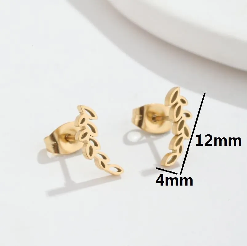 Wholesale Stainless Steel Leaves Ear Studs Earrings