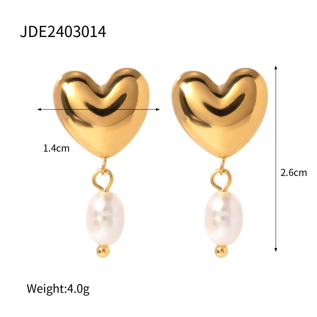 Wholesale Stainless Steel Pearl Heart High-grade 18k Titanium Steel Earrings