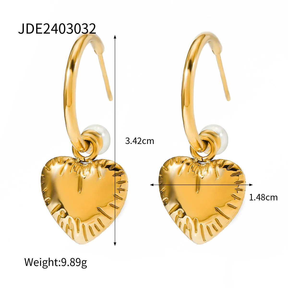 Wholesale Stainless Steel Pearl Heart High-grade 18k Titanium Steel Earrings