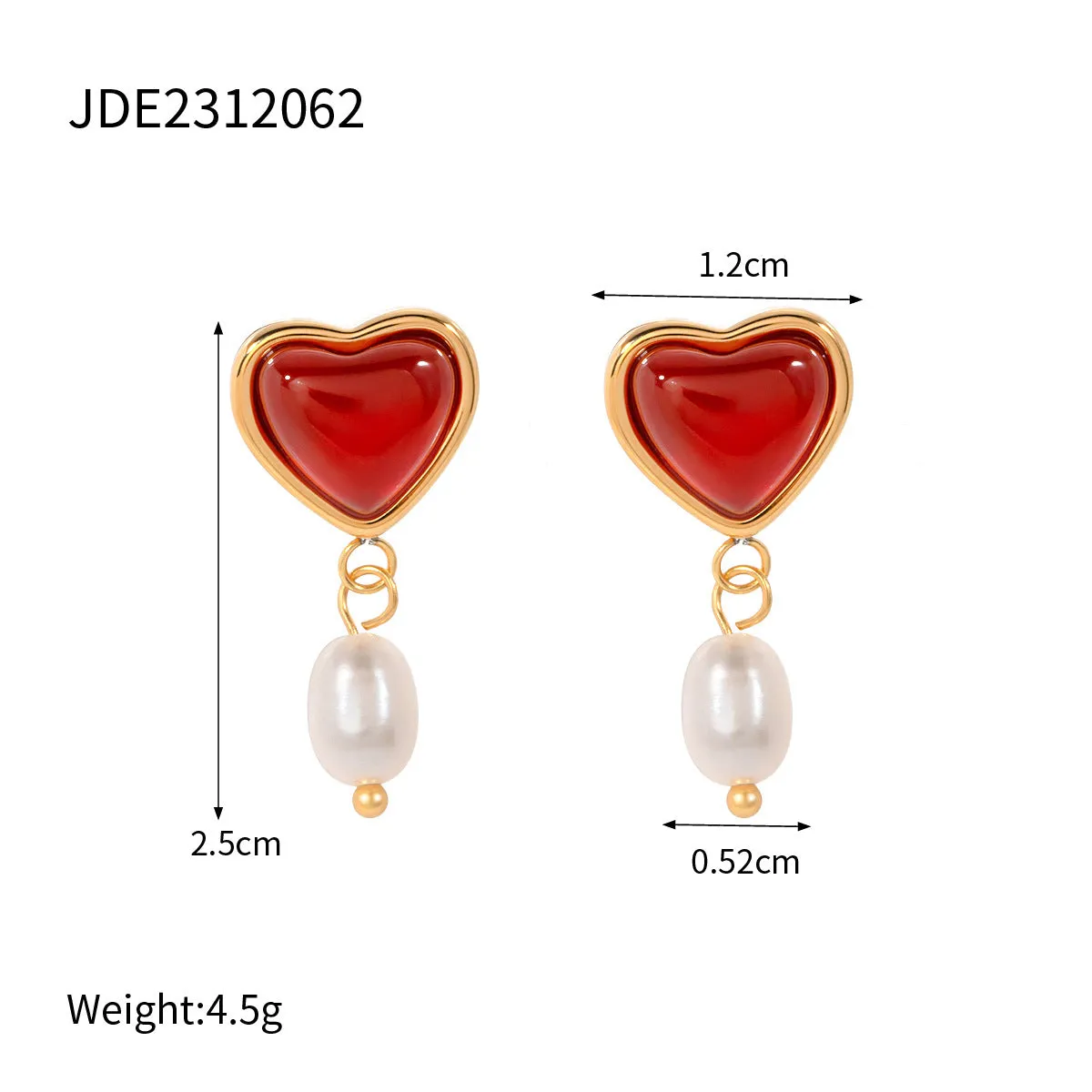 Wholesale Stainless Steel Pearl Heart High-grade 18k Titanium Steel Earrings