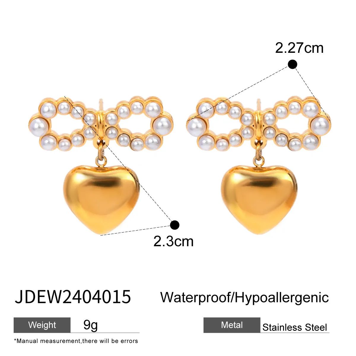 Wholesale Stainless Steel Pearl Heart High-grade 18k Titanium Steel Earrings