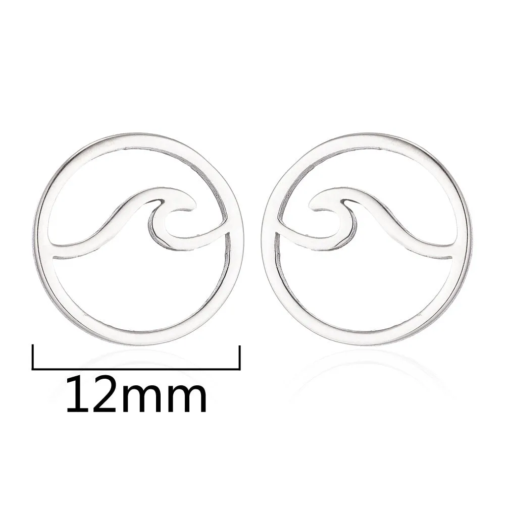 Wholesale Stainless Steel Round Hollow Wave Ear Studs