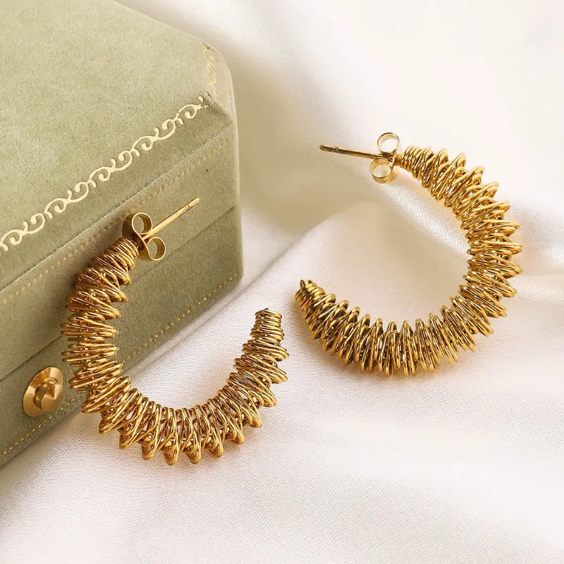 Wholesale Stainless Steel Temperament High-end Titanium Steel Fine Needle Hollow C-shaped Earrings