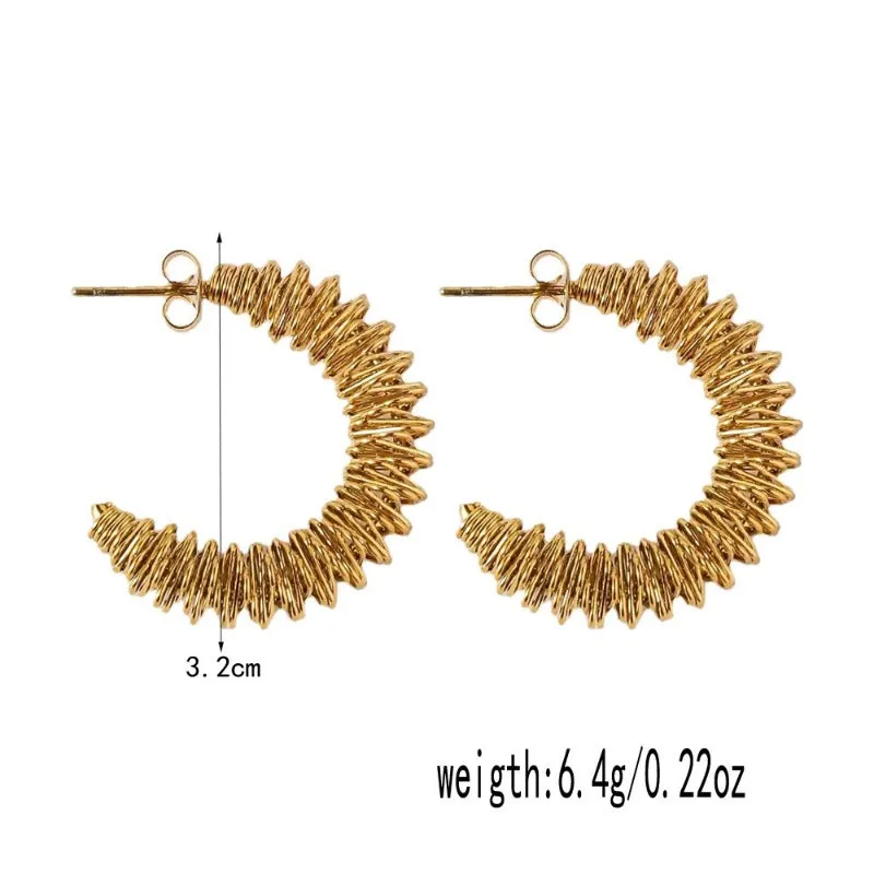 Wholesale Stainless Steel Temperament High-end Titanium Steel Fine Needle Hollow C-shaped Earrings