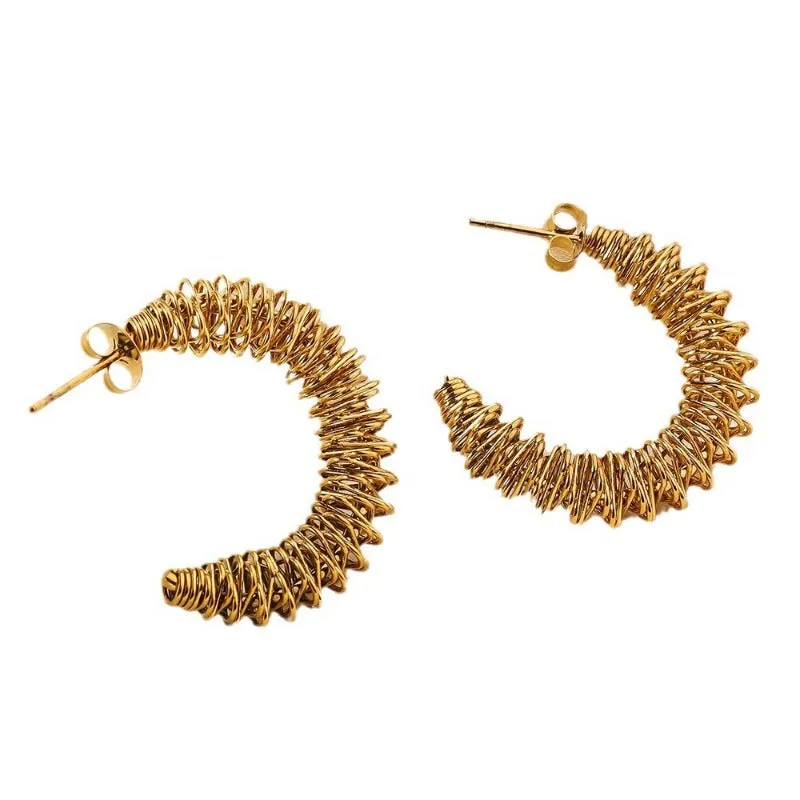Wholesale Stainless Steel Temperament High-end Titanium Steel Fine Needle Hollow C-shaped Earrings