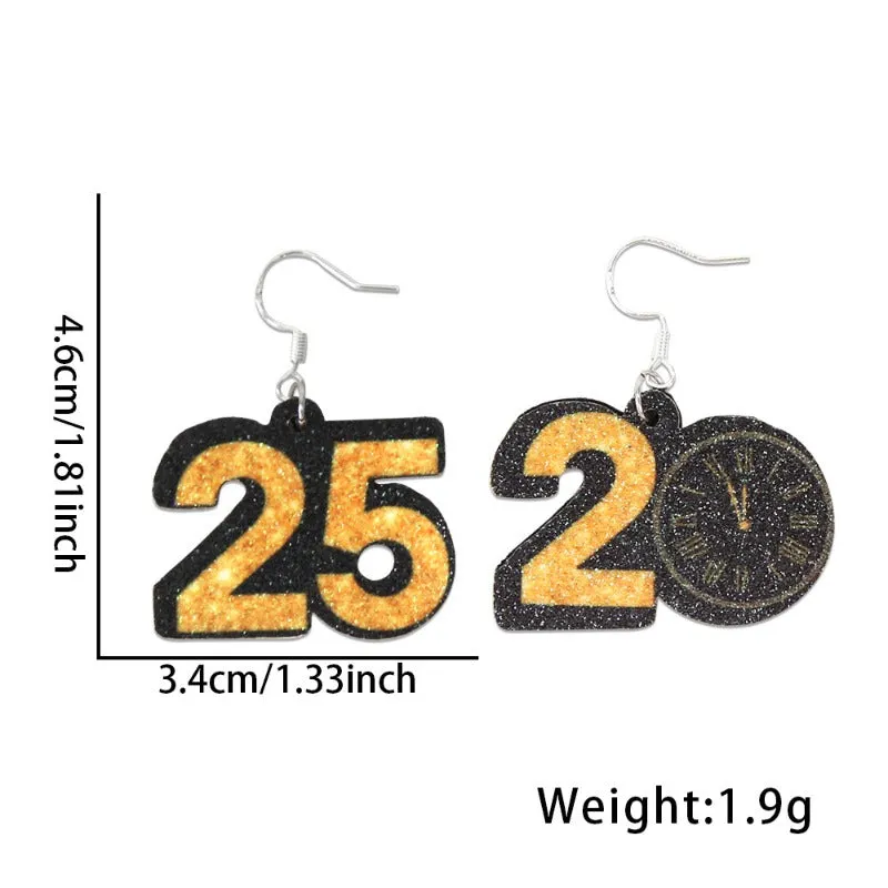 Wholesale Star Wine Glass New Year's Eve Black Gold Party Decoration Earrings