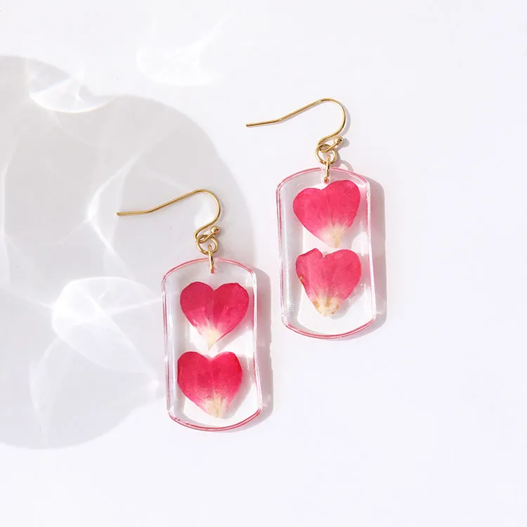 Wholesale Summer New Pastoral Style Eternal Flower Rose Square Color Earrings