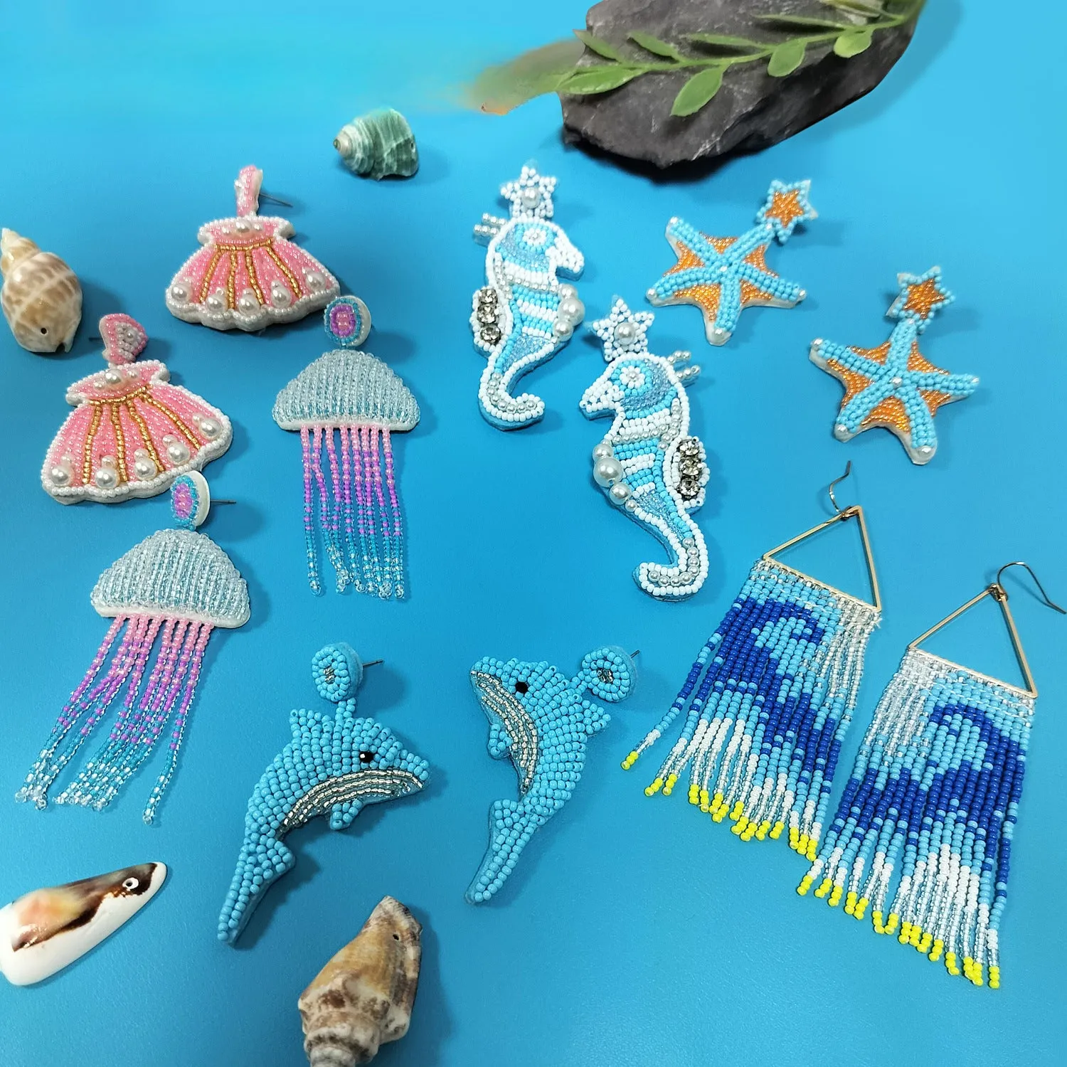 Wholesale Summer Ocean Resort Style Handmade Bohemian Bead Earrings