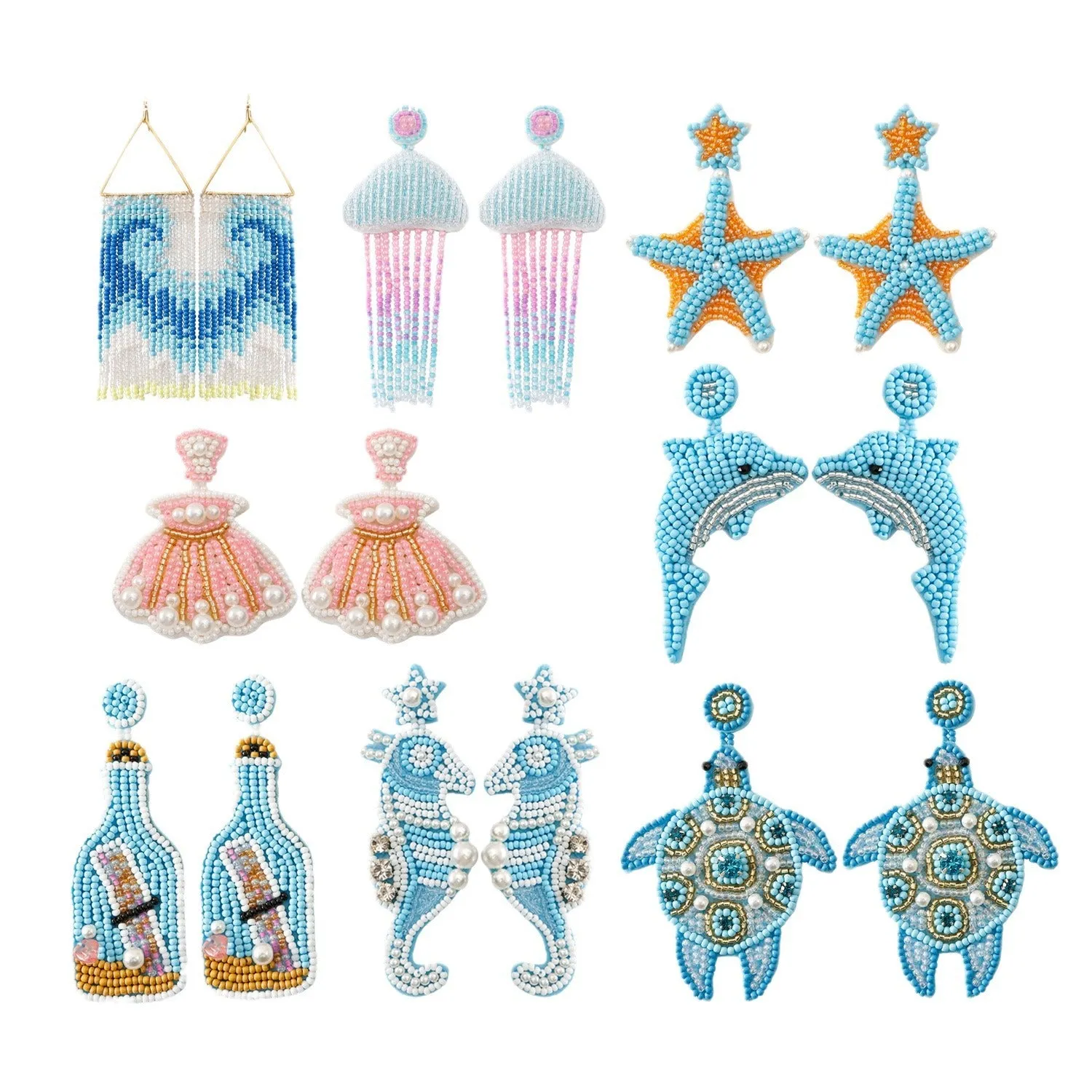 Wholesale Summer Ocean Resort Style Handmade Bohemian Bead Earrings