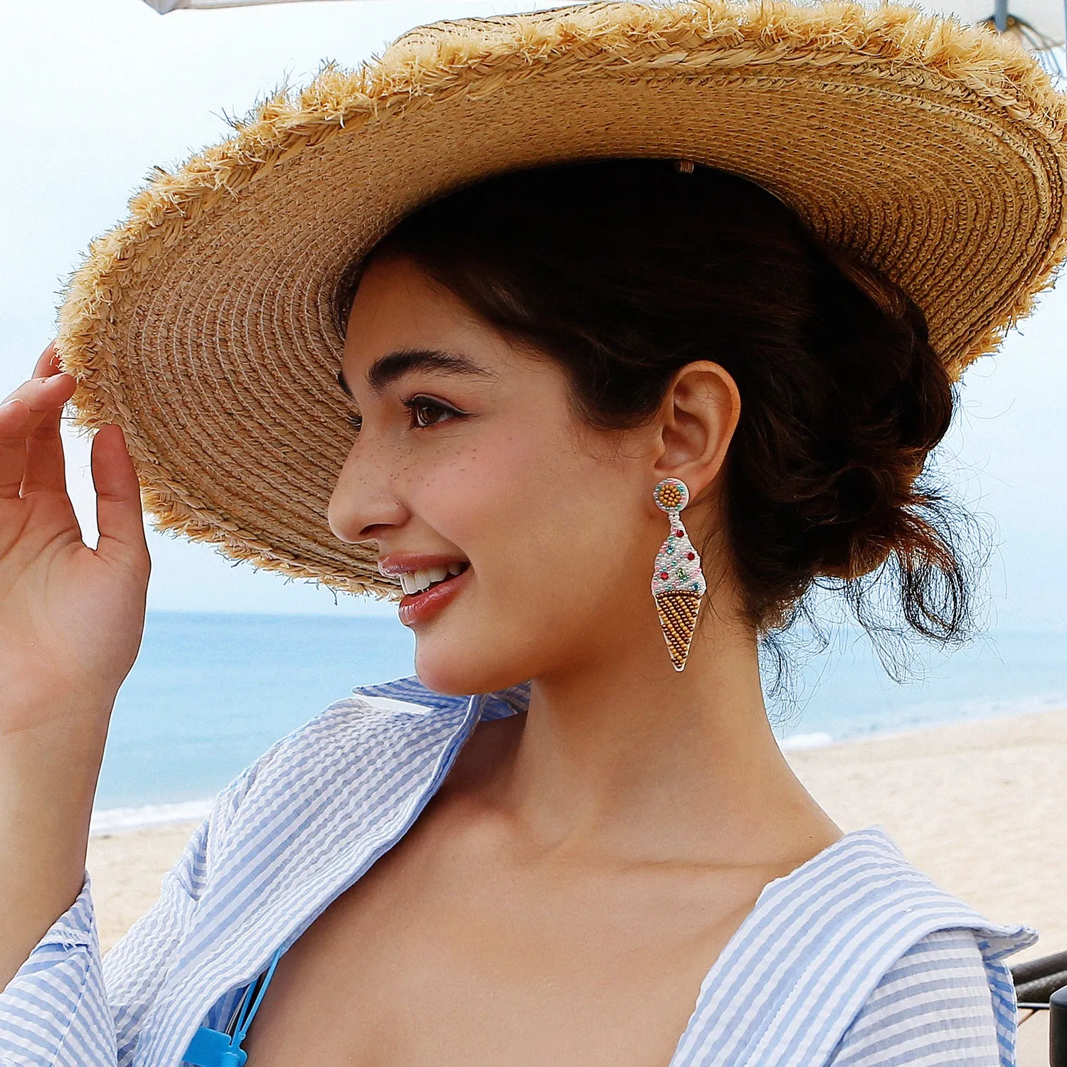 Wholesale Summer Vacation Wind Bohemian Bead Earrings