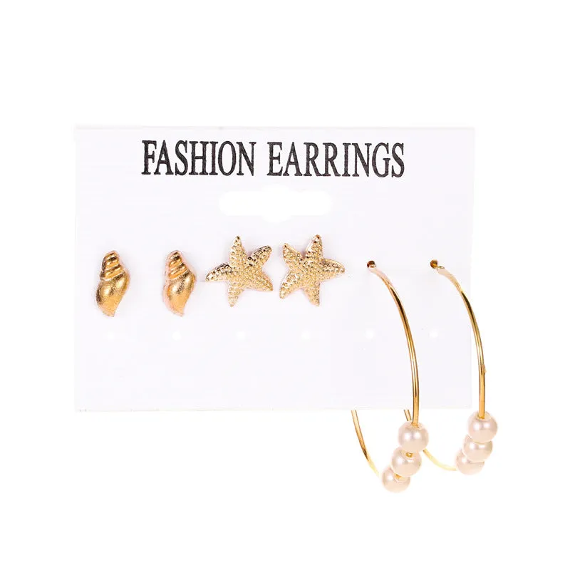 Wholesale Tassel Bohemian Style Leaf Geometry 6 Pair Earrings