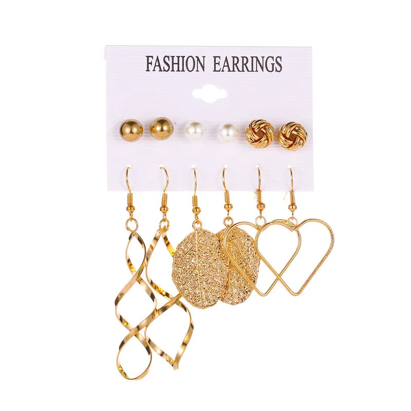 Wholesale Tassel Bohemian Style Leaf Geometry 6 Pair Earrings
