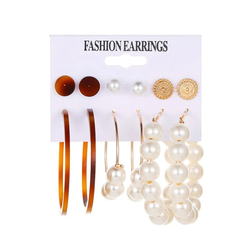 Wholesale Tassel Bohemian Style Leaf Geometry 6 Pair Earrings