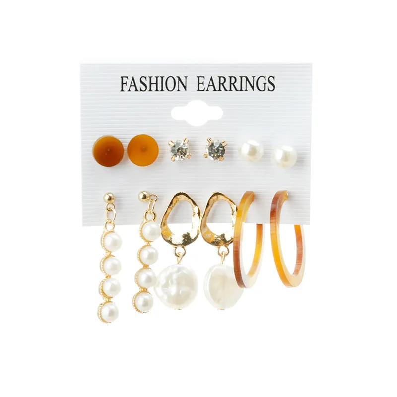 Wholesale Tassel Bohemian Style Leaf Geometry 6 Pair Earrings