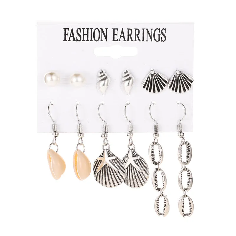 Wholesale Tassel Bohemian Style Leaf Geometry 6 Pair Earrings