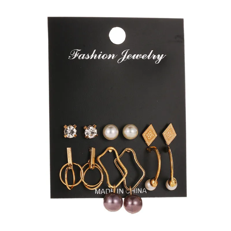 Wholesale Tassel Bohemian Style Leaf Geometry 6 Pair Earrings