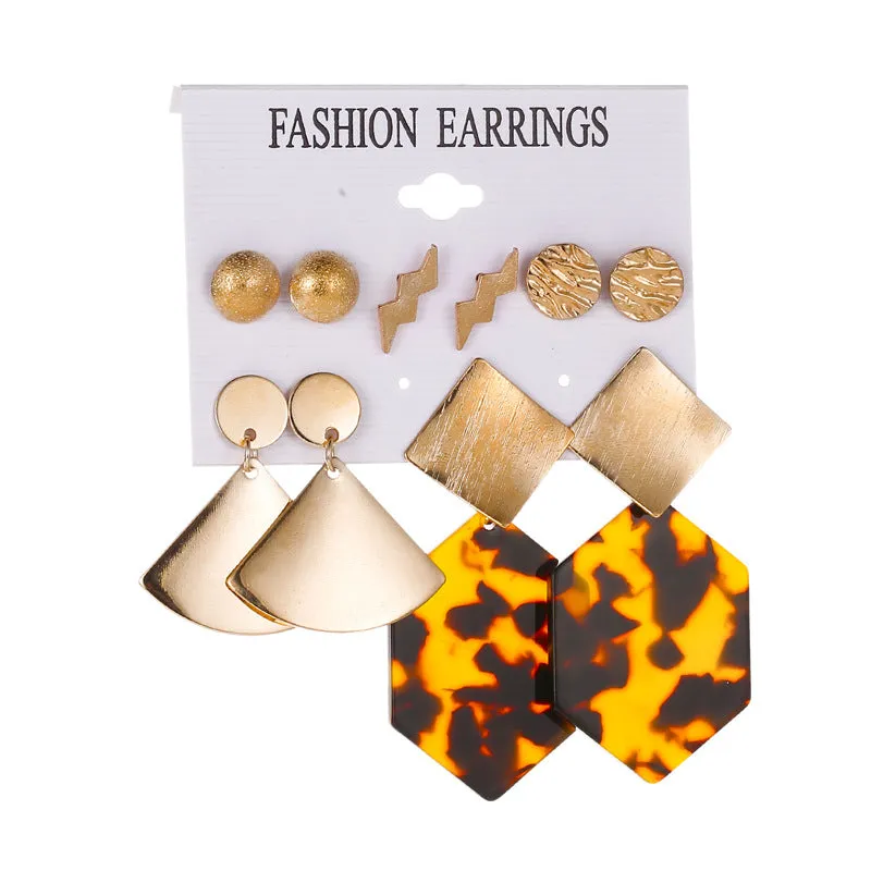 Wholesale Tassel Bohemian Style Leaf Geometry 6 Pair Earrings
