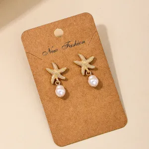Wholesale temperament metal starfish pearl tassel ladies earrings