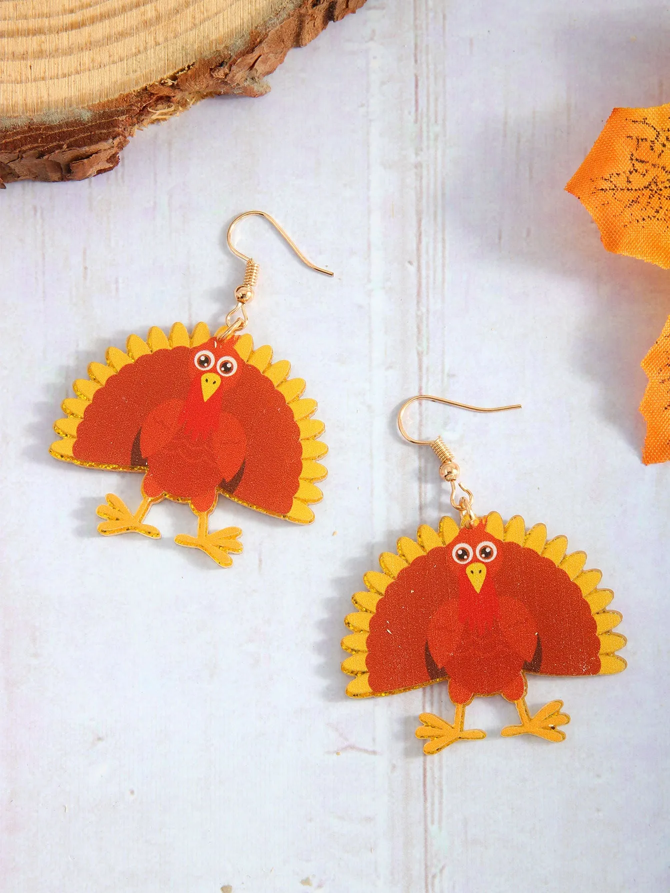 Wholesale Thanksgiving Retro Pumpkin Easter Opening Screen Turkey Maple Leaf Acrylic Earrings