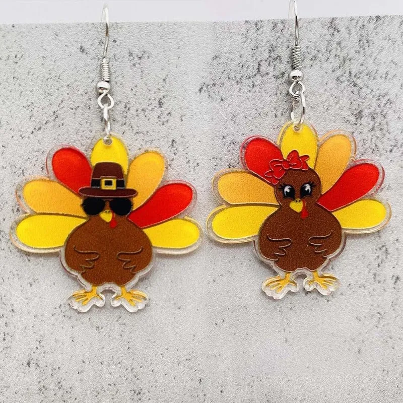 Wholesale Thanksgiving Turkey Acrylic Earrings