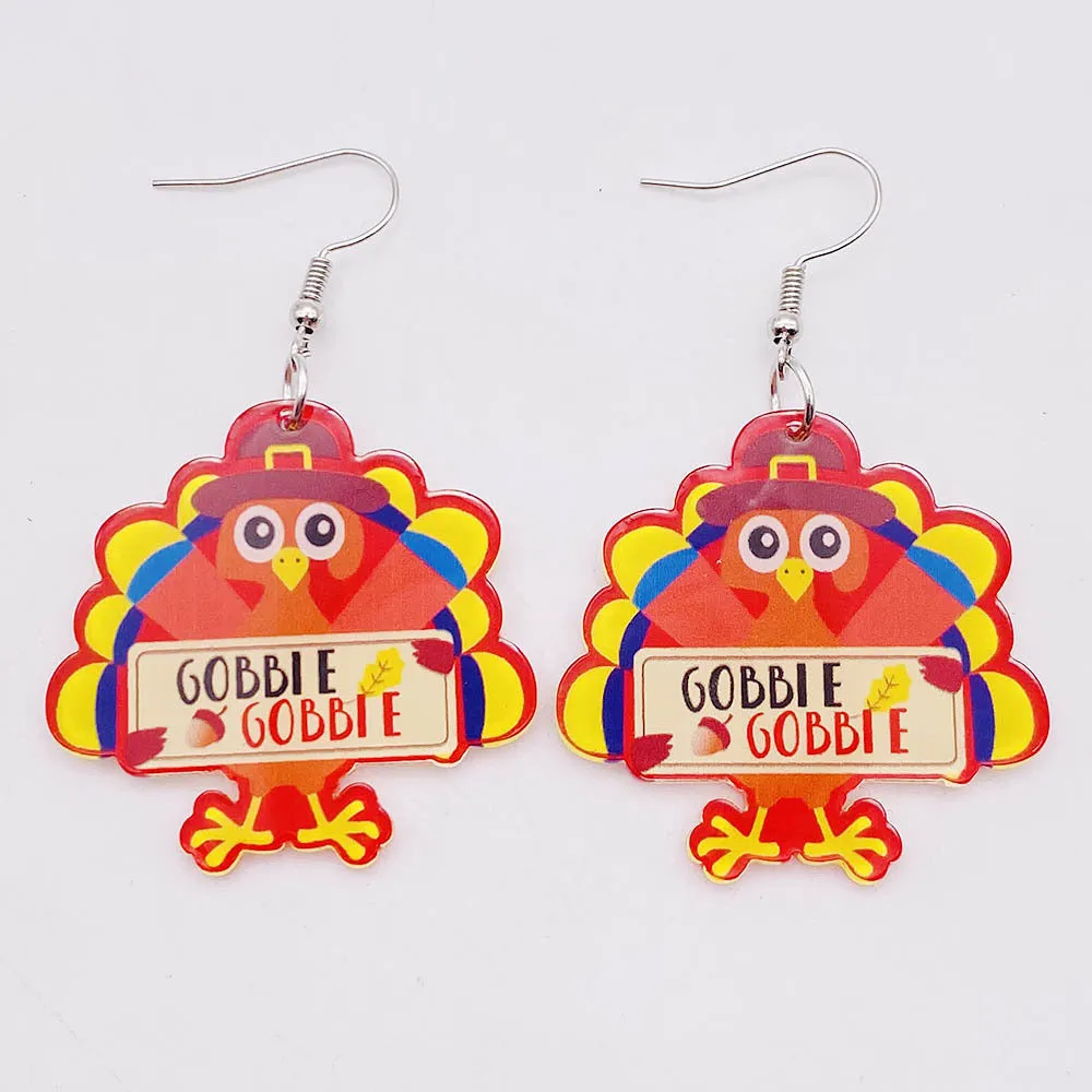 Wholesale Thanksgiving Turkey Acrylic Earrings