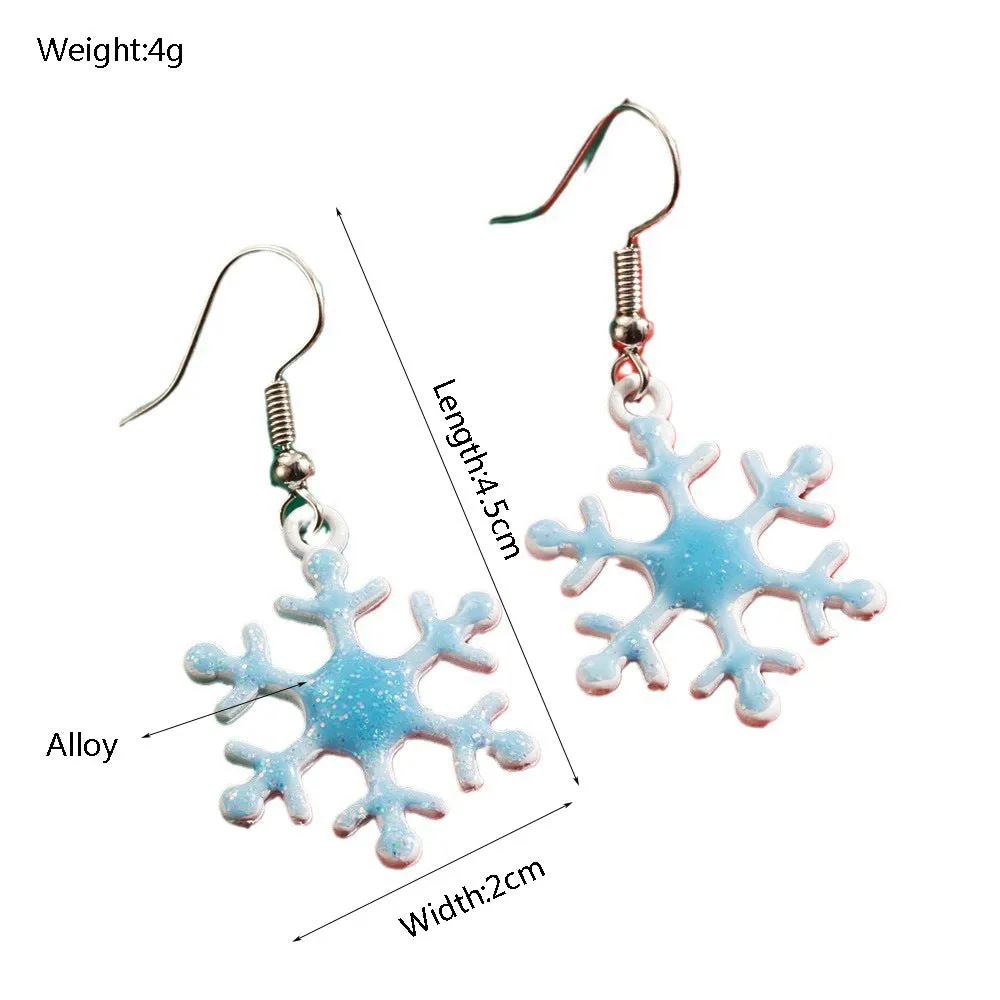 Wholesale The New Christmas Elements Are Fashionable and Versatile, and The Cut-out Snowflake Bow Dripping Oil Earrings