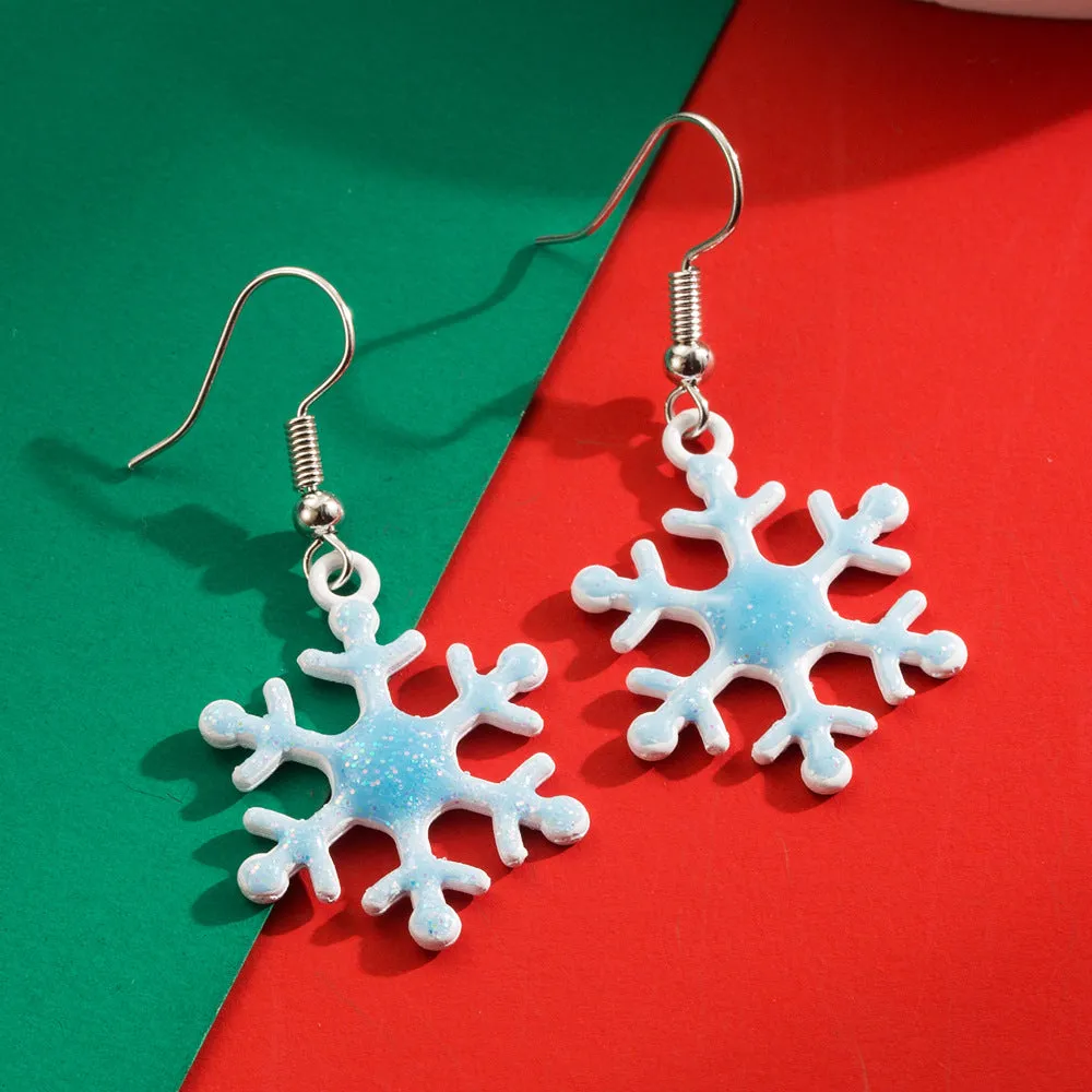 Wholesale The New Christmas Elements Are Fashionable and Versatile, and The Cut-out Snowflake Bow Dripping Oil Earrings