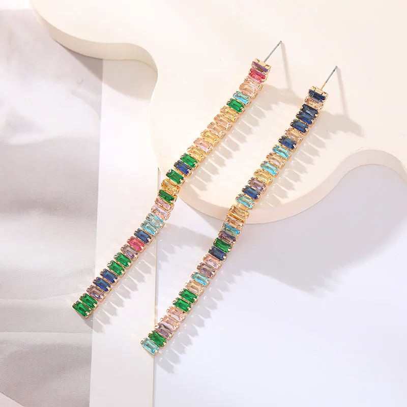 Wholesale The Temperament Is Simple, Square Glass Diamonds, Light Luxury, High-end Temperament Earrings