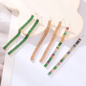 Wholesale The Temperament Is Simple, Square Glass Diamonds, Light Luxury, High-end Temperament Earrings