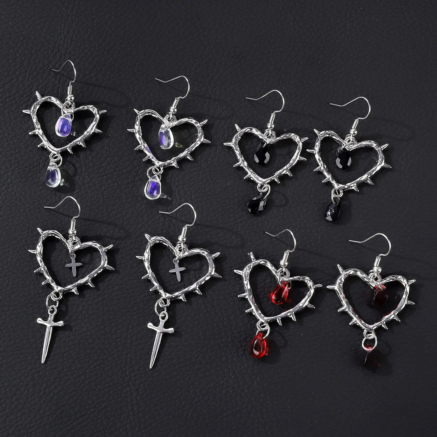 Wholesale Thorns Love Women's Punk Gothic Vintage Cross Drop Earrings