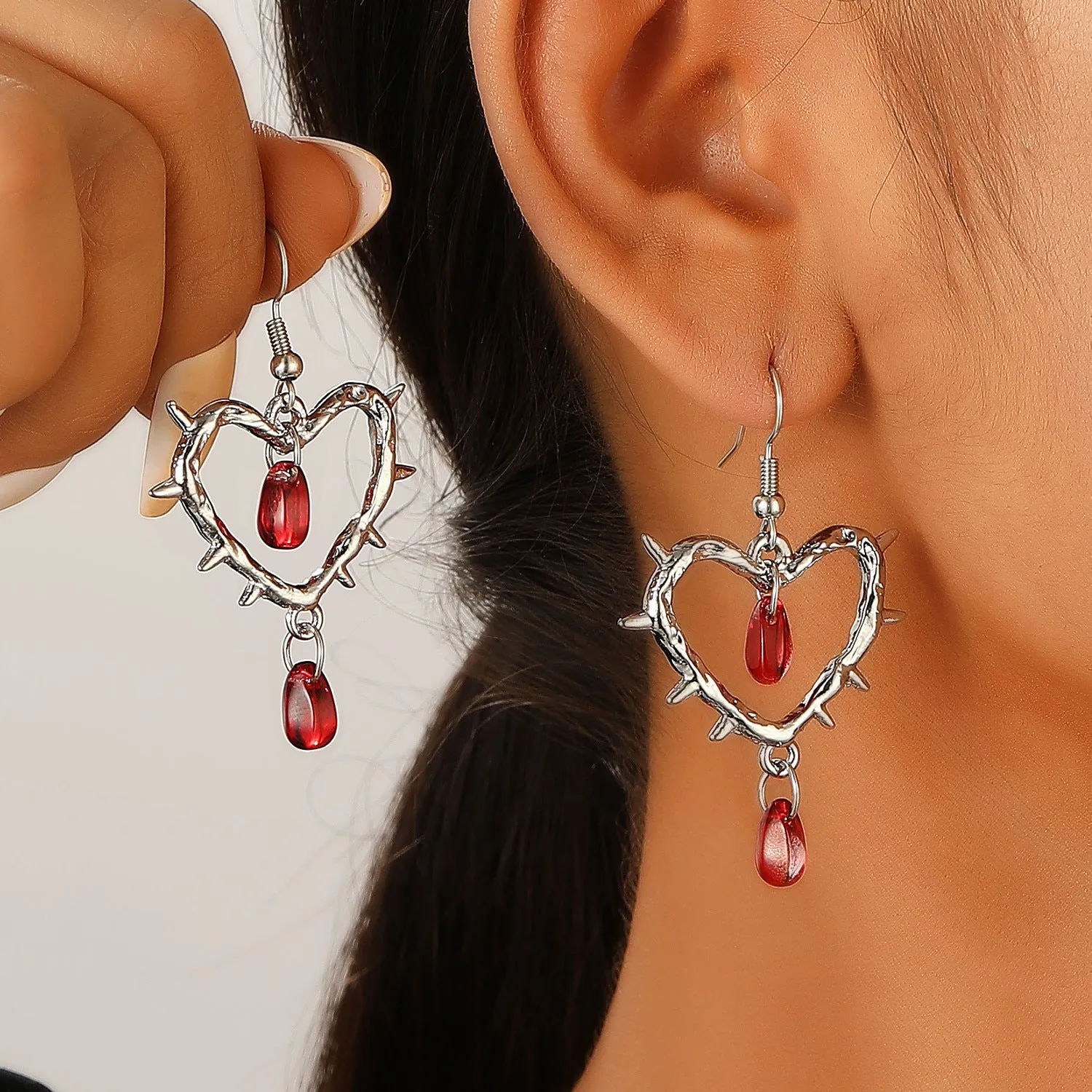 Wholesale Thorns Love Women's Punk Gothic Vintage Cross Drop Earrings