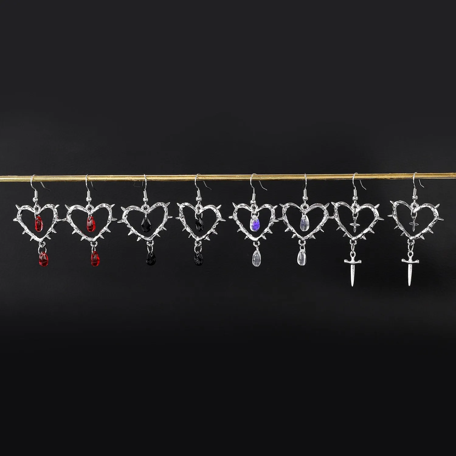 Wholesale Thorns Love Women's Punk Gothic Vintage Cross Drop Earrings