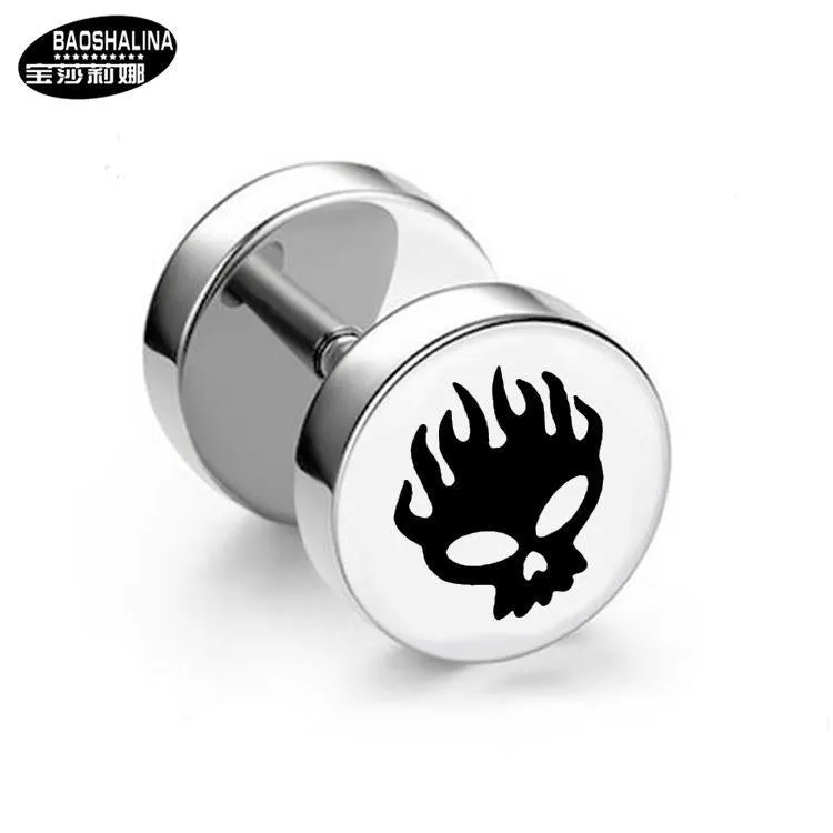 Wholesale Titanium Steel Barbell Fashion Dumbbell Black Street Earrings