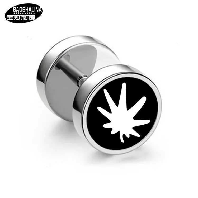 Wholesale Titanium Steel Barbell Fashion Dumbbell Black Street Earrings