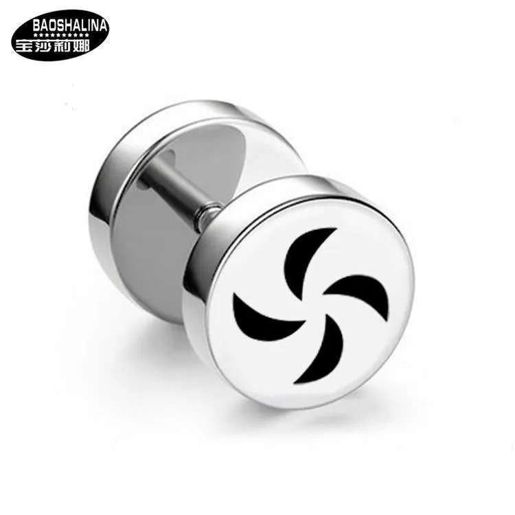 Wholesale Titanium Steel Barbell Fashion Dumbbell Black Street Earrings
