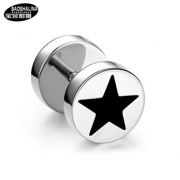 Wholesale Titanium Steel Barbell Fashion Dumbbell Black Street Earrings