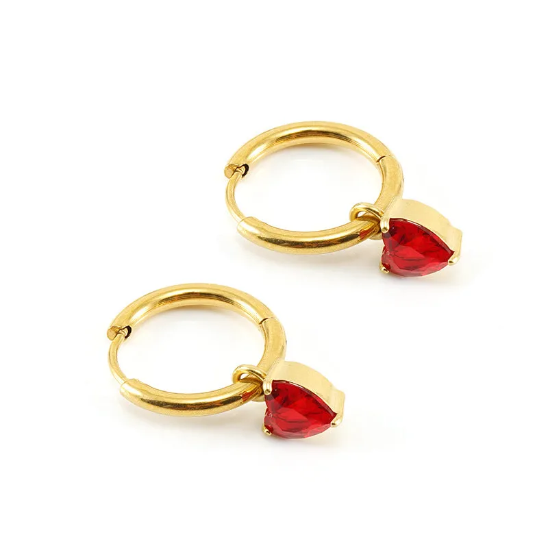 Wholesale Titanium Steel Colored Zircon 18K Stainless Steel Cube Diamond Temperament Earrings