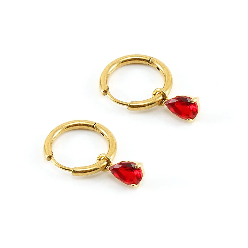 Wholesale Titanium Steel Colored Zircon 18K Stainless Steel Cube Diamond Temperament Earrings