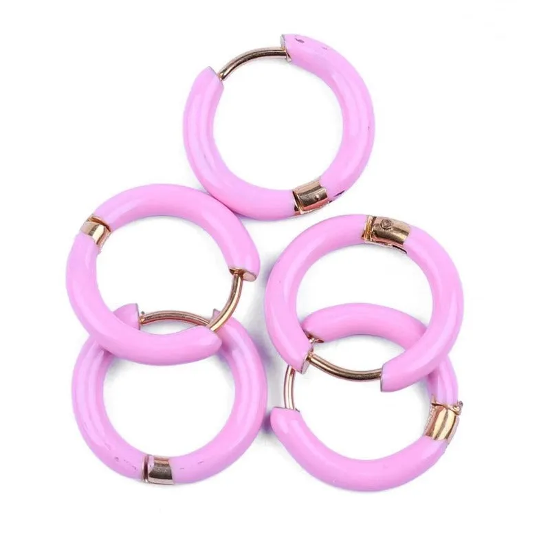 Wholesale Titanium Steel Enamel Colored Multi Color Drip Oil Premium Feeling Water Washable Non Fading Earrings