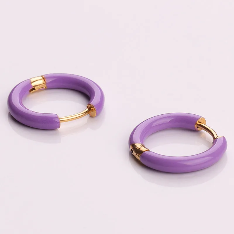 Wholesale Titanium Steel Enamel Colored Multi Color Drip Oil Premium Feeling Water Washable Non Fading Earrings