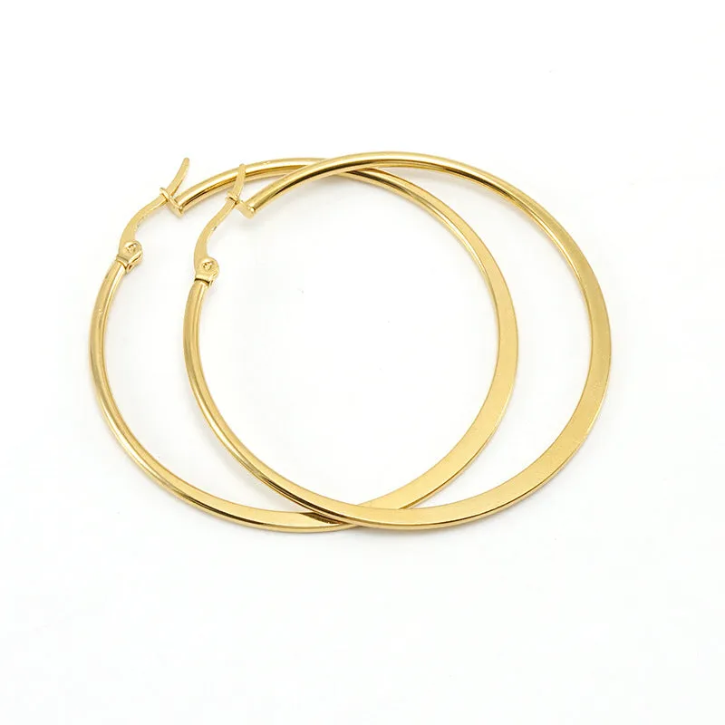 Wholesale Titanium Steel Flattened Ear Wire Buckle Craft Stainless Steel Tassel Earrings