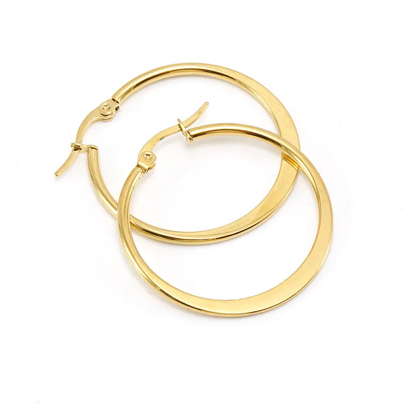 Wholesale Titanium Steel Flattened Ear Wire Buckle Craft Stainless Steel Tassel Earrings