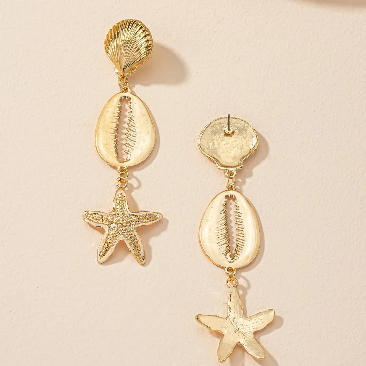 Wholesale Trendy and Versatile Shell Starfish Personality Exaggerated Earrings