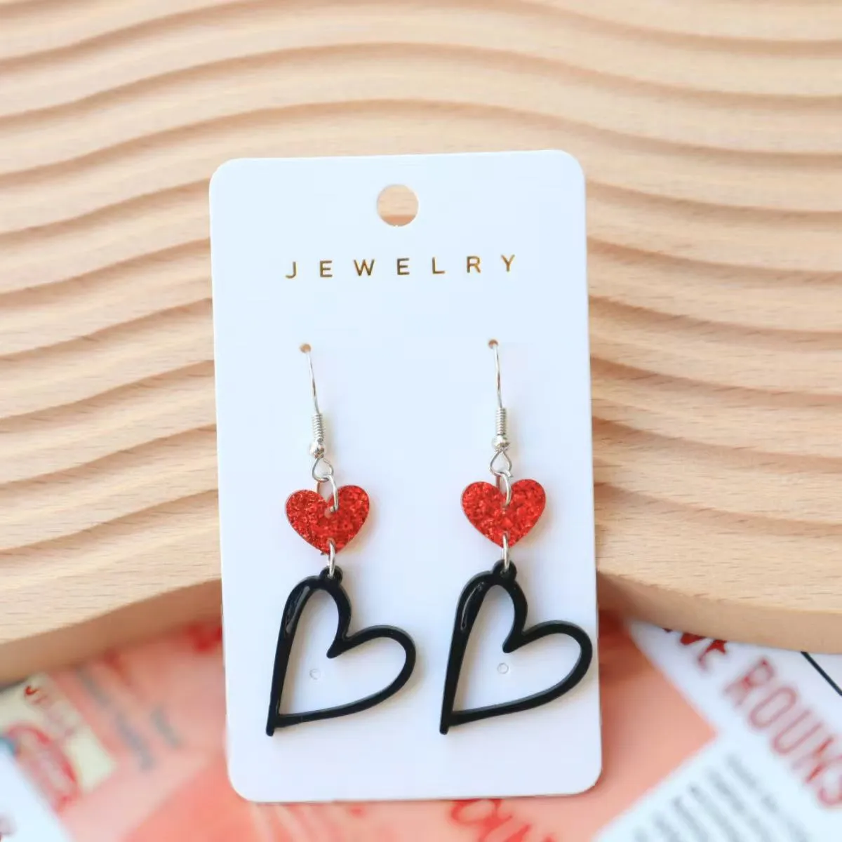Wholesale Valentine's Day Acrylic Love Earrings Hollow Love Sweet Earrings Cute All-match Ear Jewelry