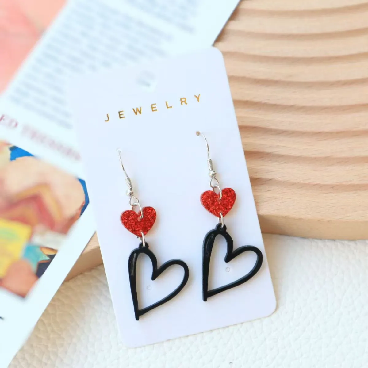 Wholesale Valentine's Day Acrylic Love Earrings Hollow Love Sweet Earrings Cute All-match Ear Jewelry
