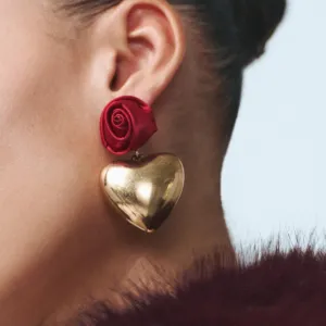 Wholesale Valentine's Day Advanced Design Sense Three-dimensional Rose CCB Multi-style Love Light Luxury Earrings