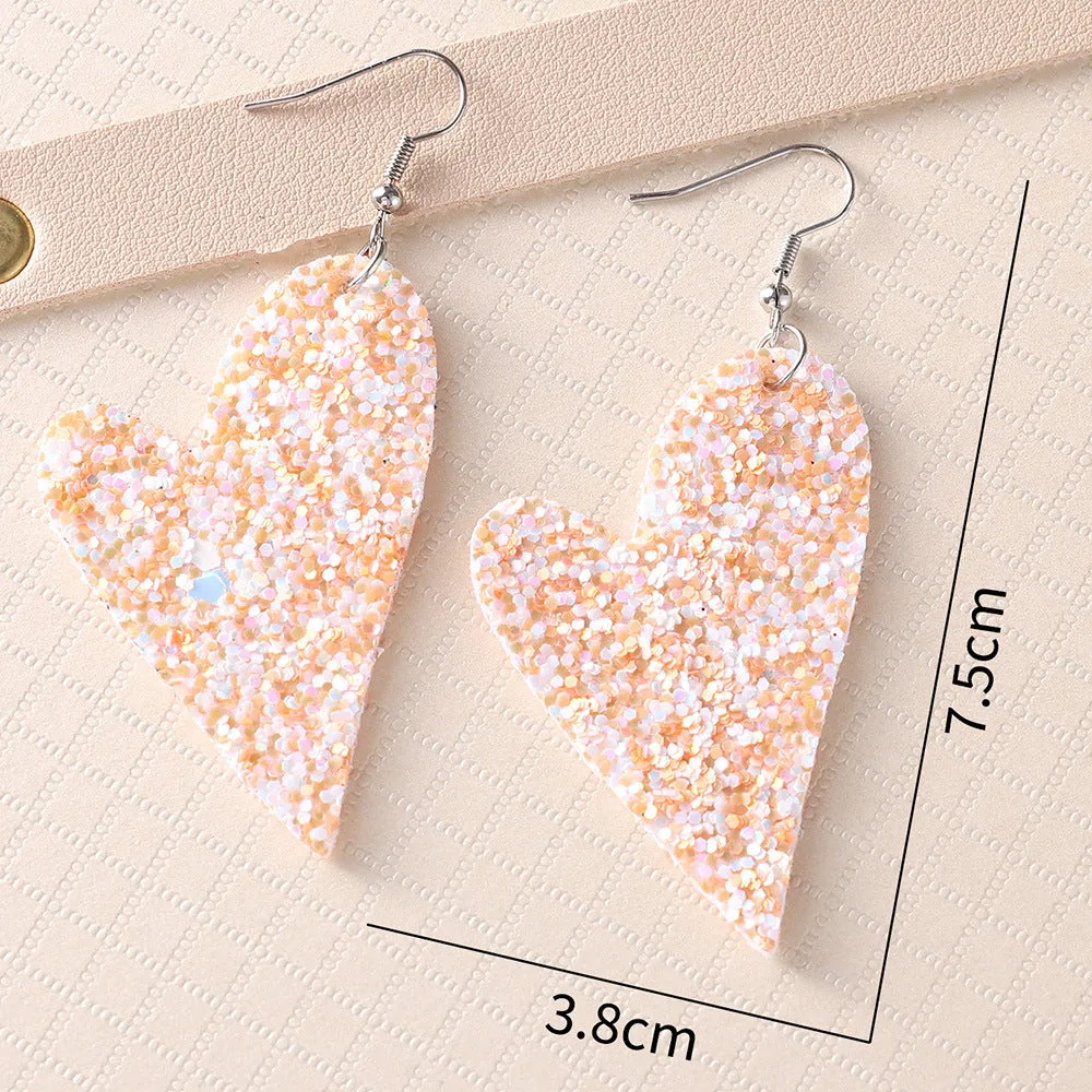 Wholesale Valentine's Day Blingbling Sequins Peach Heart Love Sexy Red Lips Earrings