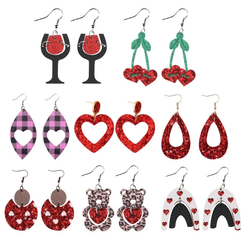 Wholesale Valentine's Day Bohemian Wine Glass Earrings